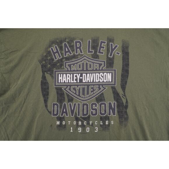 Harley-Davidson Made in USA T-Shirt 3XL Olive Graphic Moto Tee Vintage Style - Picture 3 of 7